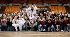 The Augsburg Wrestling Team after the 2010 NCAA Div. III Wrestling National Championships in Cedar Rapids, Iowa on March 6, 2010