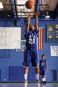 120119-MNTH-MEDS-W-057 MINNEAPOLIS -- Minneapolis North girls basketball player Kiear Hunter shoots a free throw during the first half of a game against Minneapolis Edison High School at North High School on Jan. 19, 2012. North won 71-42.
