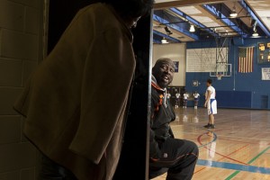 120119-MNTH-MEDS-W-089-blog MINNEAPOLIS -- Bernadette Roberts talks to Dwayne Hightower at a Minneapolis North girls basketball game at North High School in Minneapolis, Minn. on January 19, 2012. In the game, North defeated Edison High School 71-42.
