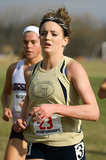 Mollie Gilberg (23) runs near the 2,250 meter mark.