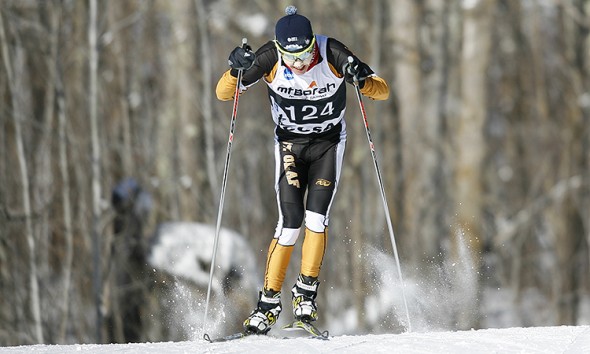 St. Olaf Skier Jake Brown competes during a cross country skiing race, January 25, 2014.