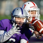 ST. PAUL, MINN. (Nov. 28, 2015) -- St. John's wide receiver Dan Harrington (7) battles St. Thomas defensive back Chris Pierson (6) for a pass during the fourth quarter of an NCAA Div. III Football second round playoff game at the University of St. Thomas in St. Paul, Minn. The No. 4 Tommies defeated their arch-rival No. 10 Johnnies 38-19. The pass was incomplete.